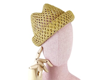 Men’s & Women’s straw hat for summer, brimless beanie, Unisex streetwear cap from crocheted Japanese Toyo straw