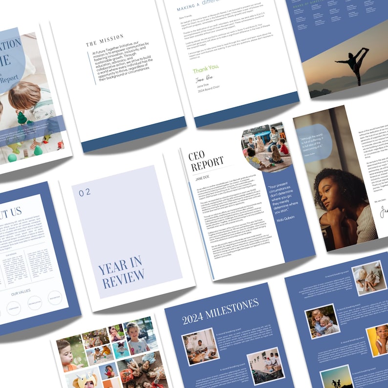 Nonprofit Annual Report Template With Alternative Pages and Spreads - Etsy