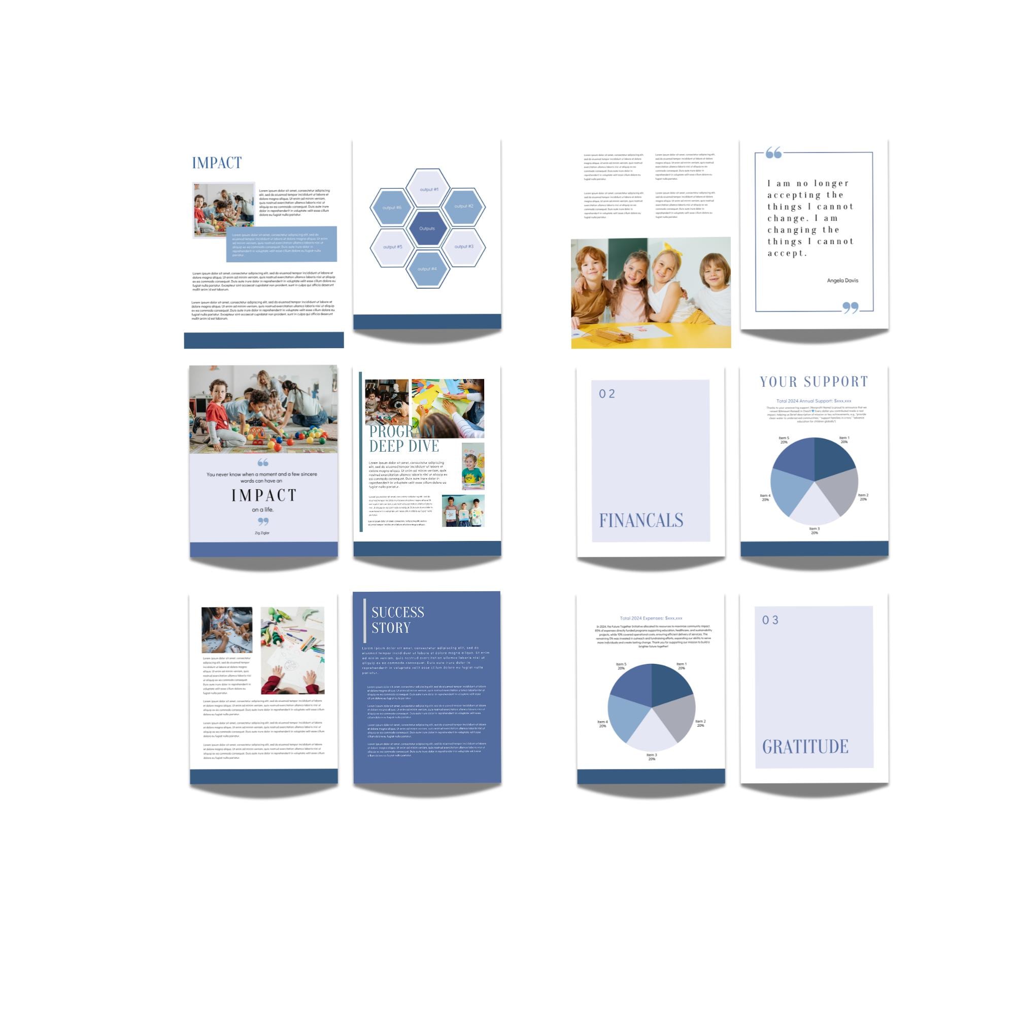 Nonprofit Annual Report Template With Alternative Pages and Spreads - Etsy