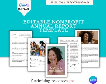 Editable Nonprofit Annual Report Template || Minimalist portrait style, personalizable in Canva