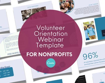 Volunteer Orientation Webinar Template || Slides in Canva to Orient Your Volunteers