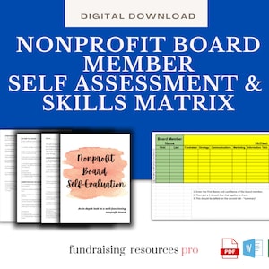 Nonprofit Board Member Self Assessment & Full Board Skills Matrix