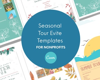 Seasonal Nonprofit Tour Evite Set: Editable Digital Invitations (Instant Download)