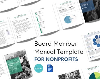Nonprofit Board Member Manual || Editable Canva template for board orientation, training, procedures & Microsoft Word version