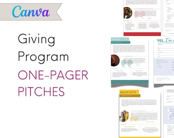 Fundraising Giving Program Pitches || One-pagers to promote legacy giving, major giving, monthly giving to your donors and base