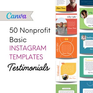 Non-Profit Instagram Vorlagen für Testimonials || Vorlagen, um Wörter von Helfern, Spendern und Kunden zu teilen