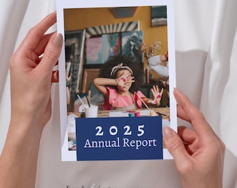 Editable Nonprofit Annual Report Template || Minimalist portrait style, personalizable in Canva