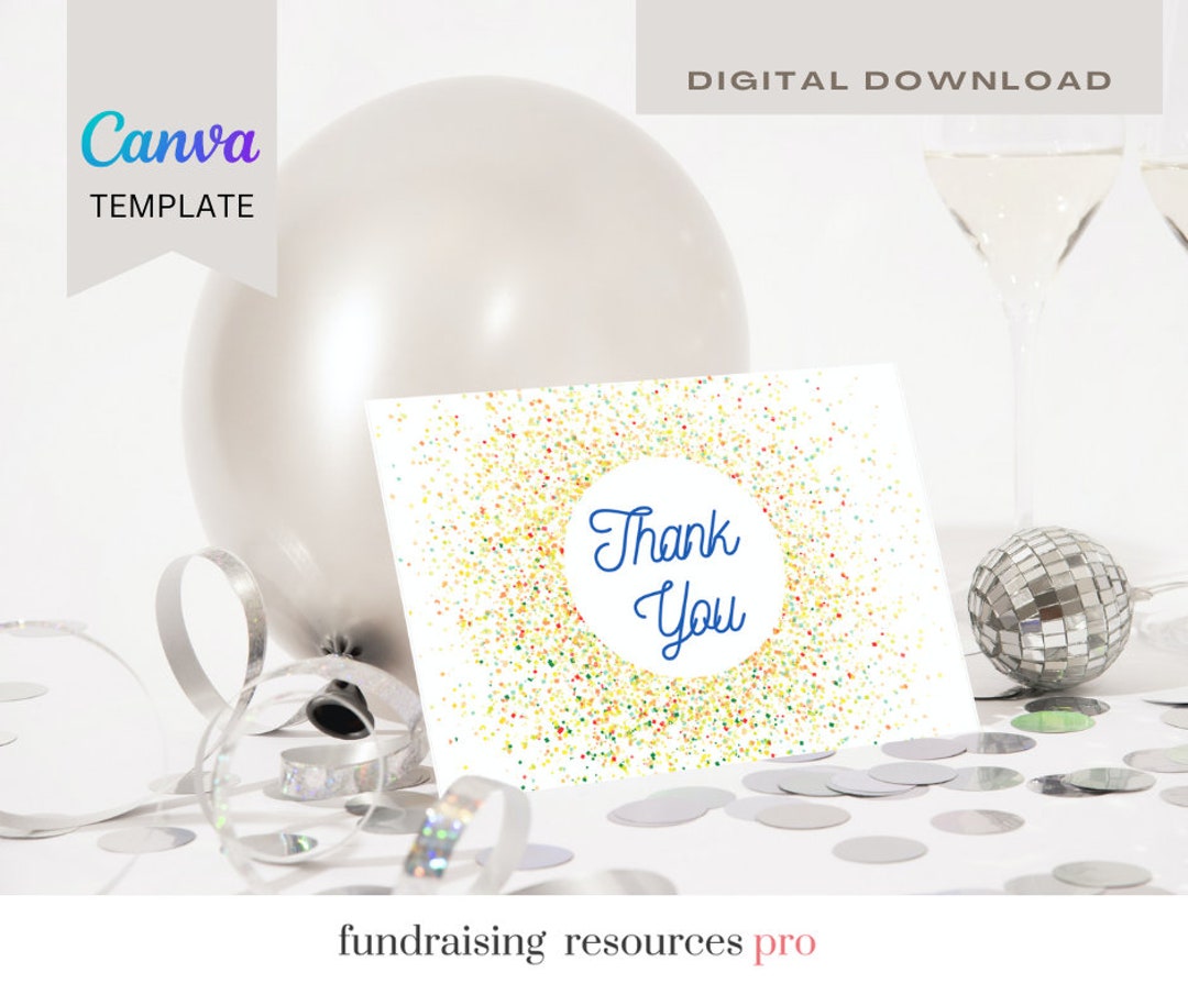 Colorful Confetti Thank You Card || Express Your Gratitude in Style - Etsy