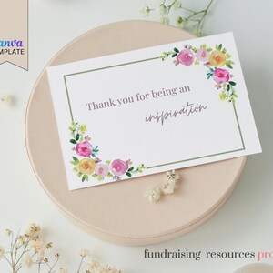 Watercolor Flower Thank You Card Template: Honorarium Donation (Digital Download)