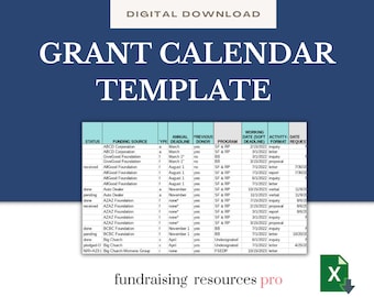 Excel Grant Calendar Template for Nonprofits || Instant download