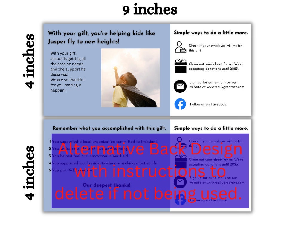 New Donor Thank You Card Editable Canva Template Retain Etsy