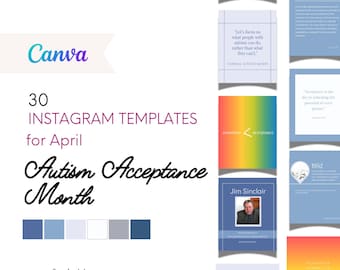 Modèles Instagram pour le Mois de l'acceptation de l'autisme | Compatibles Canva (Téléchargement numérique)