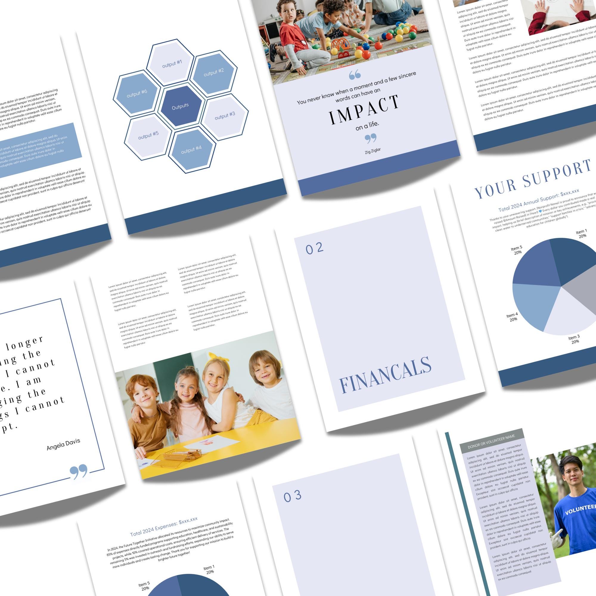 Nonprofit Annual Report Template With Alternative Pages and Spreads - Etsy