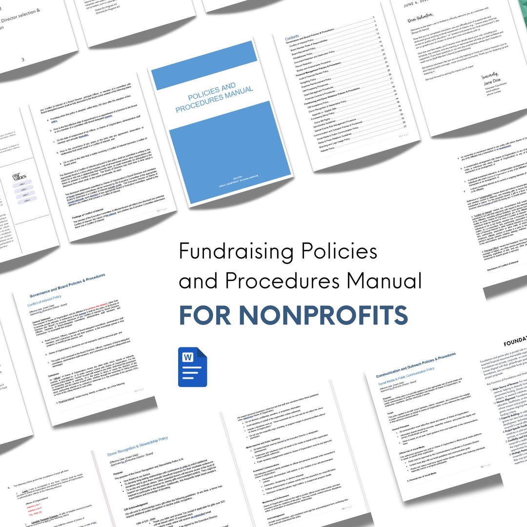 Us Policerence Sample Editable Policies and Procedures Manual for Fundraising Development ...