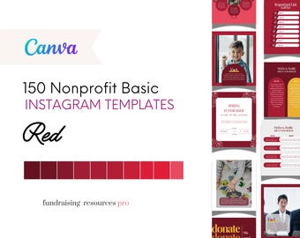 150 Nonprofit Basic Instagram Templates || Red Templates to Promote Your Brand