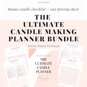 The Ultimate Candle Making Planner Bundle. Candle Testing Sheet. FREE Candle Pricing Calculator Sheet. FREE Candle Checklist. Candle Guide.