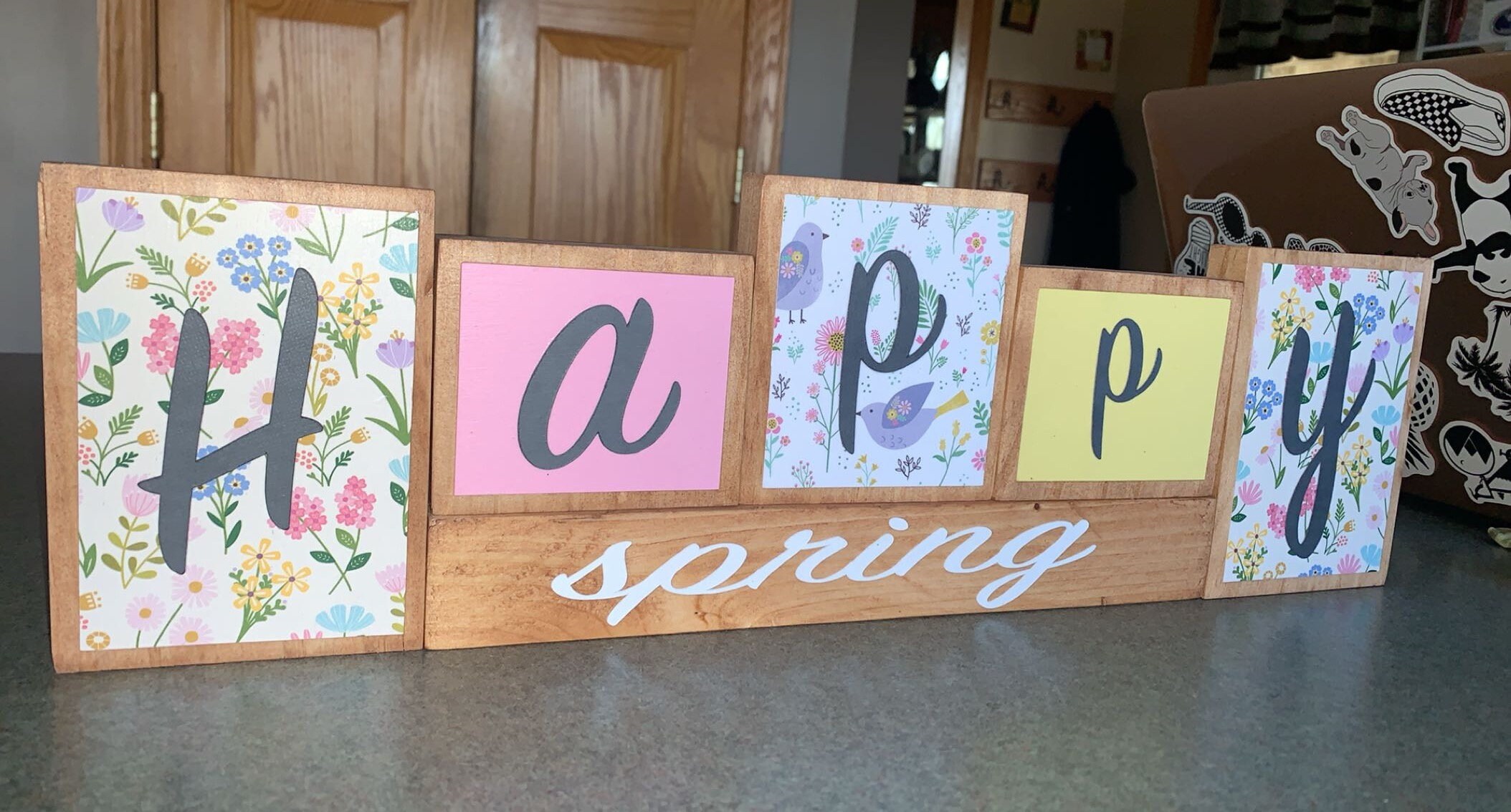 Happy Spring Sign Cute Happy Spring Wooden Sign - Etsy
