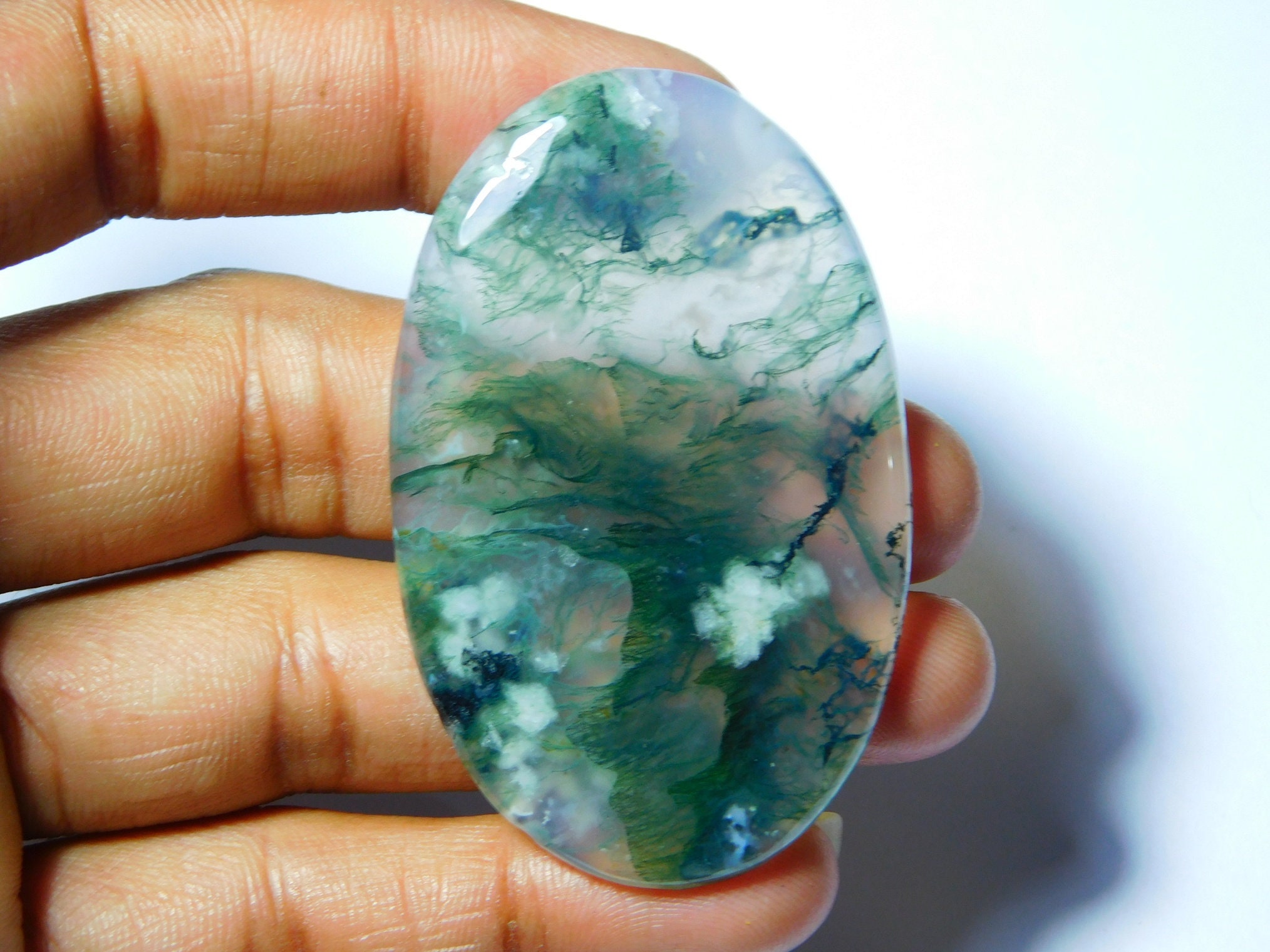 Green Moss Agate CabochonsGreen Moss Agate GemstoneGreen | Etsy