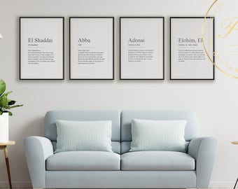 Set de Cuadros Los Nombres De Dios | Cuadros Cristianos | Cuadros con Frases | Decoración Cristiana | Cuadros en español | Iglesia Cristiana