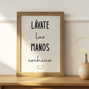 Lavate las manos cochino // Lámina para el baño // Cuadros con frases para imprimir // Baño// A4 // Hogar // Tipografía // Letras // Poster