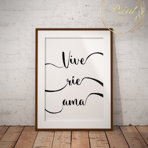 Vive Rie Ama // Live Laugh Love // Cuadros con frases para imprimir // Habitación // A4 // Hogar // Tipografía // Letras // Poster