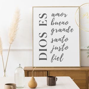 Dios Es Amor, Bueno, Grande, Santo, Justo, Fiel | Cuadros Cristianos | Cuadros met frases | Decoratie Cristiana | Cuadros en español