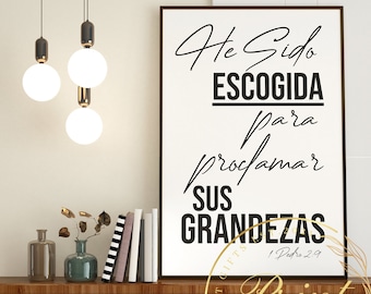 He Sido Escogida Para Proclamar Sus Grandezas | 1 Pedro 2:9 | Cuadros Cristianos | Decoración Cristiana | Cuadros de Versiculos