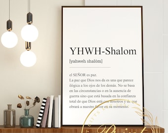 Yhwh Shalom, Los Nombres De Dios | Cuadros Cristianos | Cuadros con Frases | Decoración Cristiana | Cuadros Versiculos | Iglesia Cristiana