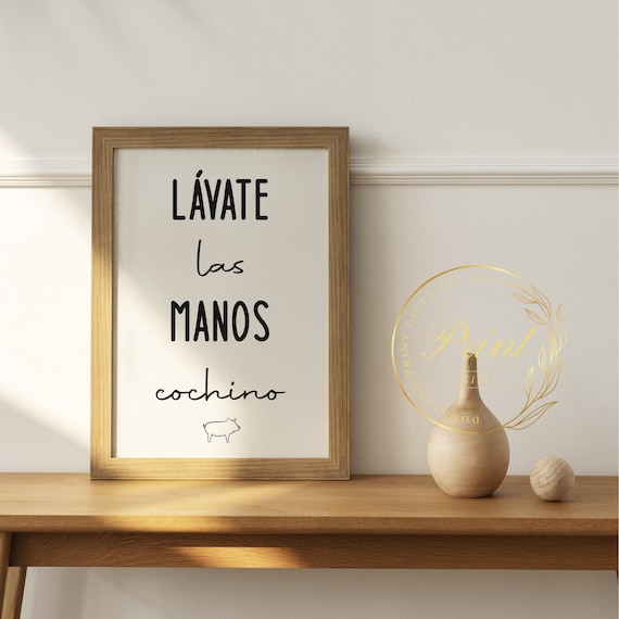 Lavate las manos cochino // Lámina para el baño // Cuadros con frases para  imprimir // Baño// A4 // Hogar // Tipografía // Letras // Poster -   México