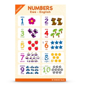 Ewe & English Numbers 1-10 Poster - Digital