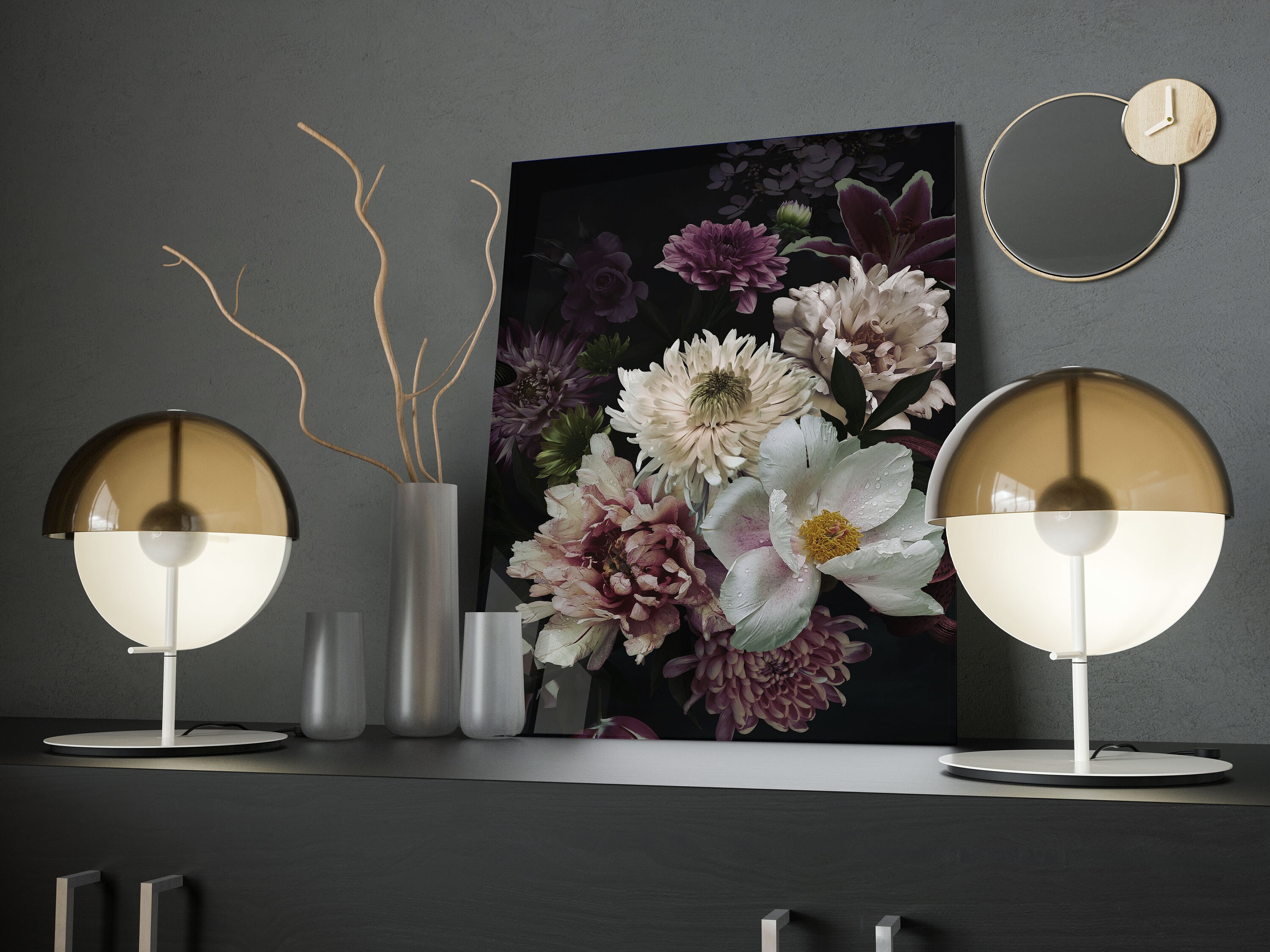 Bouquet of Flowers Wall Glass Decor Tempered Glass Printing | Etsy