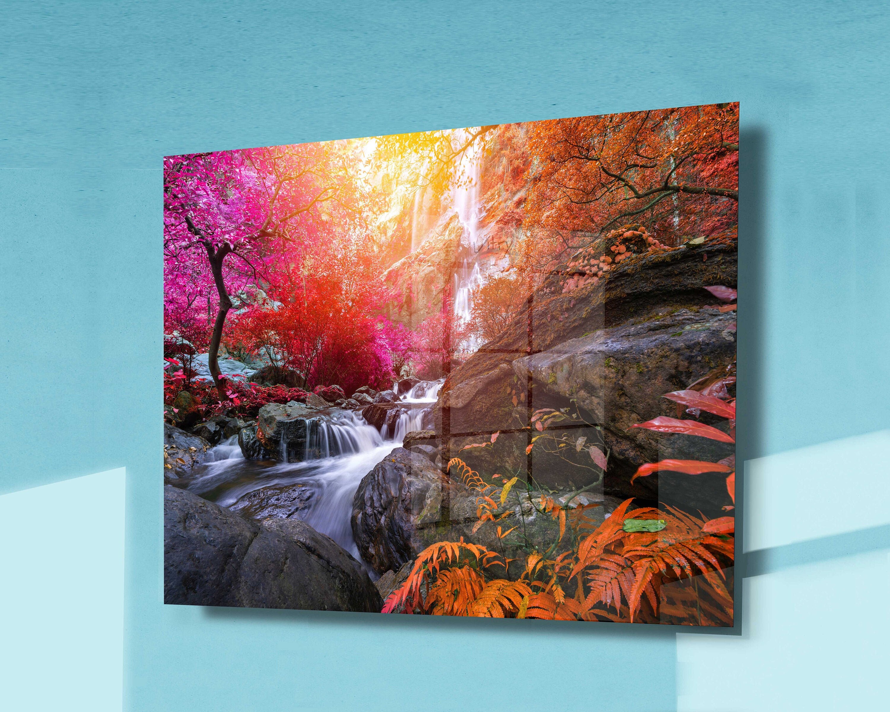 Amazon Waterfall Wall Glass Decor Tempered Glass Printing Etsy