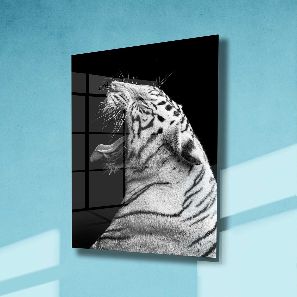 Roaring Tiger Wall Glass Decor Tempered Glass Printing Wall Etsy