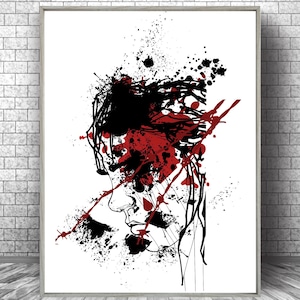 Dunkle weibliche Kunstdruck, dunkle Frau Digital Art Print, schwermütige weibliche Kunst, schwermütige Frau emotionales Kunstwerk, romantisches modernes Wanddekor Kunstdruck