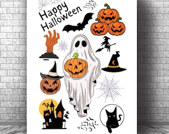 Happy Halloween Printable Wall Art: Spooky Decor Print (Digital Download)