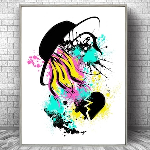 Abstract Woman Portrait Print, Colorful Female Portrait Wall Art, Abstract Face Print, Vibrant Woman Painting, Modern Glamour Home Decor Art