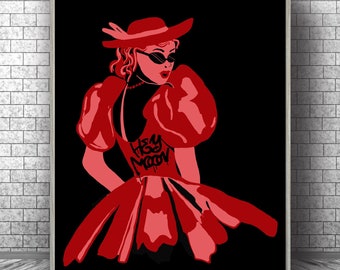 Abstract Woman Print: Feminist Girl In Dress Wall Art (Digital Download)