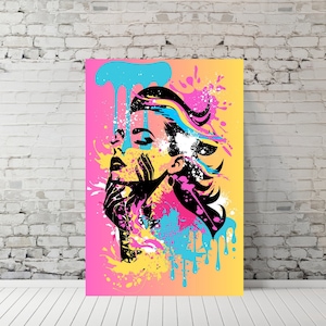 Abstract Woman Face Wall Art, Girl Wall Art Portrait, Colorful Face Wall Art, Woman Art Print, Modern Home Art, Living Room Decor Wall Art