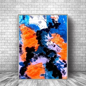 Abstract Original Painting, Abstract Printable Art, Digital Download, Abstract Painting, Orange Blue Wall Art, Modern Art, Abstract Prints