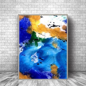 Colorful Abstract Wall Art, Abstract Painting, Abstract Printable Wall Art, Abstract Print, Modern Art, Blue Yellow Wall Art, Abstract Decor