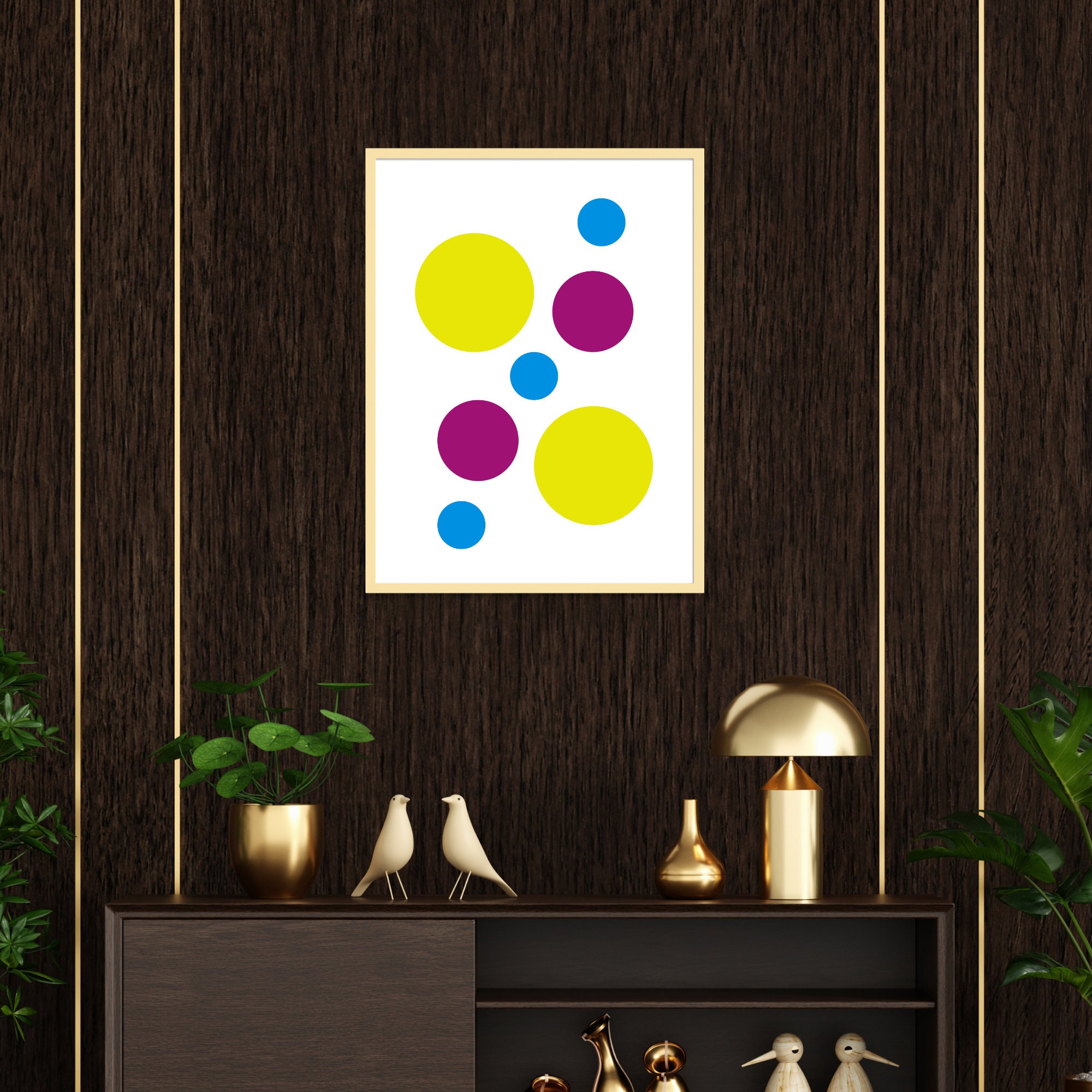 Bright Multicolor Polka Dot Wall Art: Modern Circles Print (digital ...