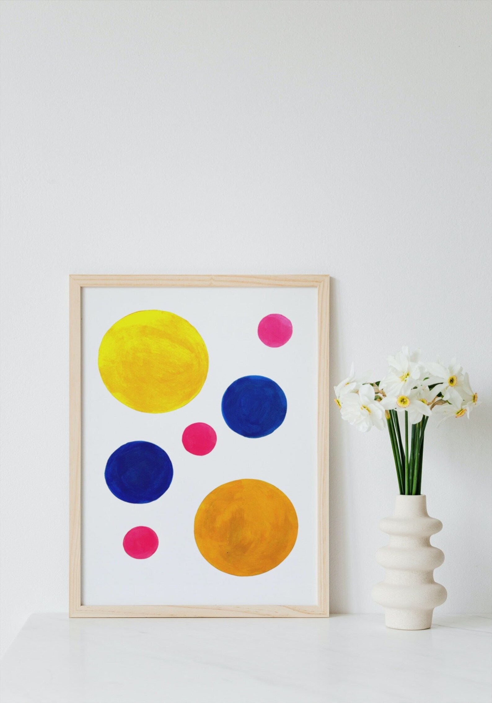 Bright Multicolor Polka Dot Wall Art Modern Circles Art Etsy