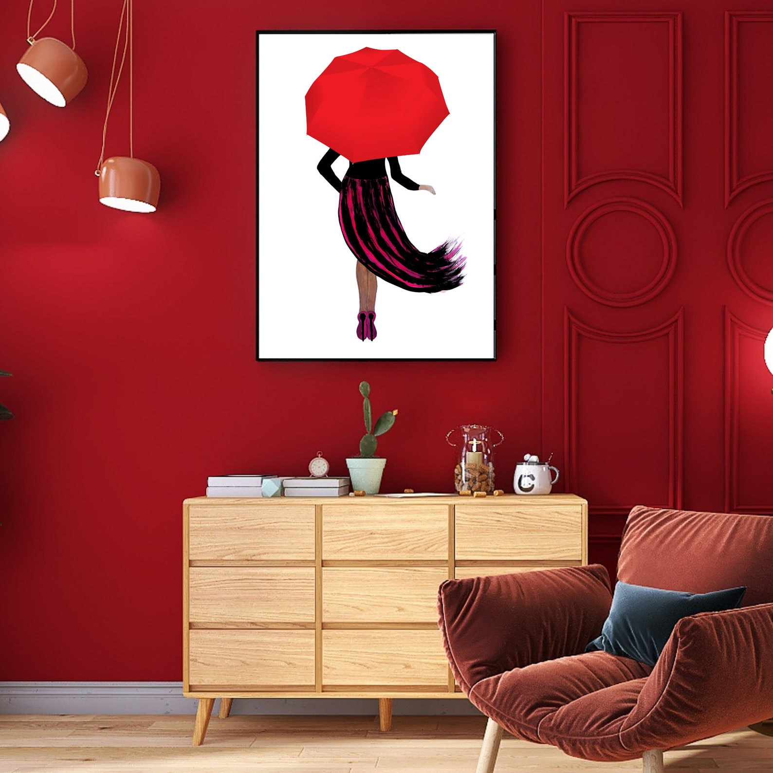 Red Umbrella Digital Download Beach Decor Umbrella Printable Etsy