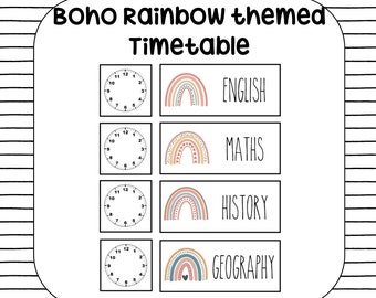 Boho Regenbogen Themen Klassenzimmer Stundenplan