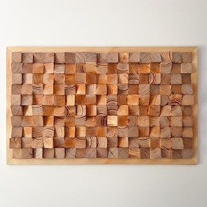 Acoustic Panel 3D Wood Wall Art, Wood Wall Decor, Sound Diffuser, Wood Wall Sculpture, Ready to Hang, Wall Decor made of Birch Wood Blocks
