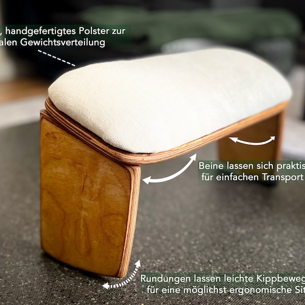 Banc de méditation, tabouret de yoga, banc Seiza – variante Multiplex – fait main, ergonomique, portable