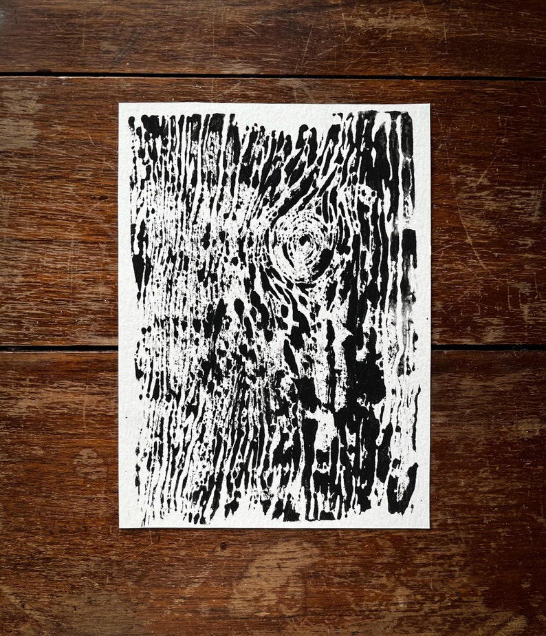 Carte postale linocut imprimée à la main motif bouleau sur papier durable, carte de vœux, impression lino image 3