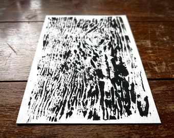 Carte postale linocut imprimée à la main - motif bouleau sur papier durable, carte de vœux, impression lino
