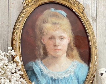 Pastel painting of a little girl, late 19th century