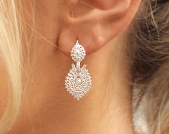 Portuguese Queen Earrings • 24k Gold Plated / 925 Sterling Silver • Portuguese Filigree Viana Earrings • Portuguese Jewelry for Women